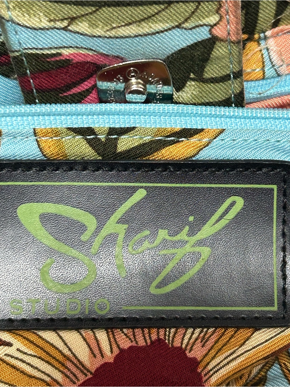 Sharif Sky Blue Quilted Shoulder Bag with Heart Charm Approx. 14 x 8 x 3 - Picture 12 of 17